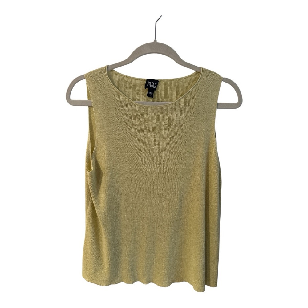 100% Linen Eileen Fisher Chartreuse Tank Top Size Large L